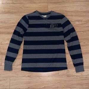 Navy blue and gray striped long sleeve